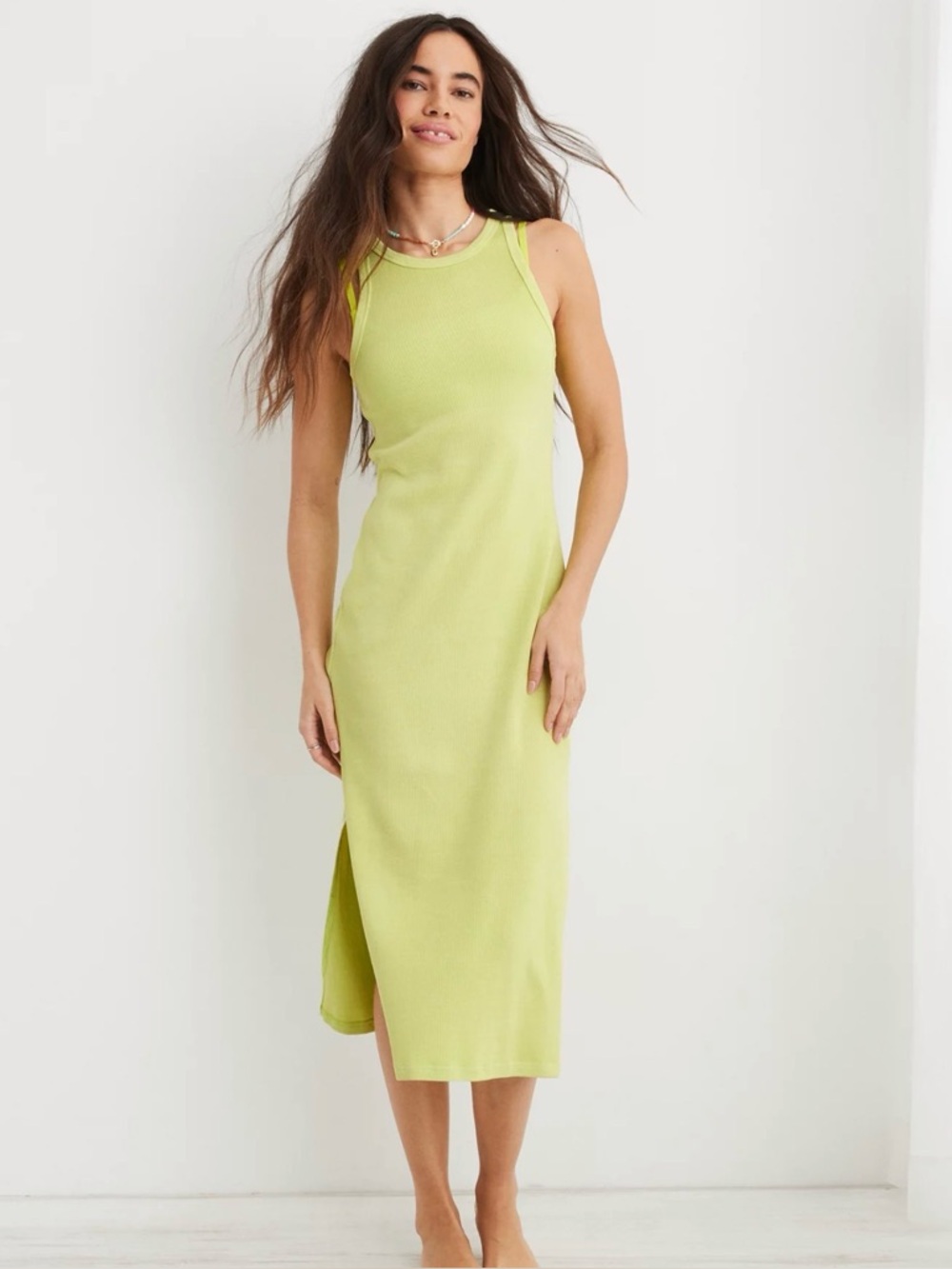 Aerie High Neck Ribbed Midi Dress - NWT-
